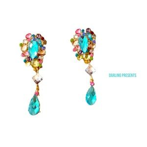 Gemstone Dangle Drop Earrings Women Color Multi